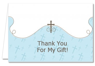 Cross Blue - Baptism / Christening Thank You Cards