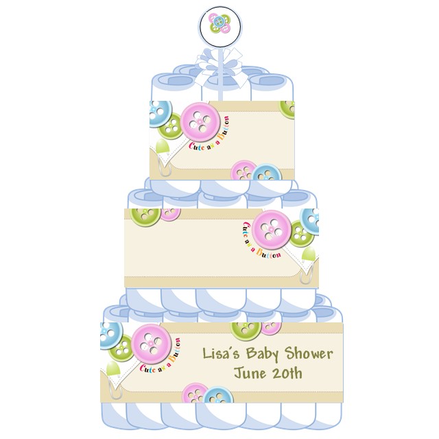 3 tier Cute As a Button Baby Shower Diaper Cake Cute As a Button Baby