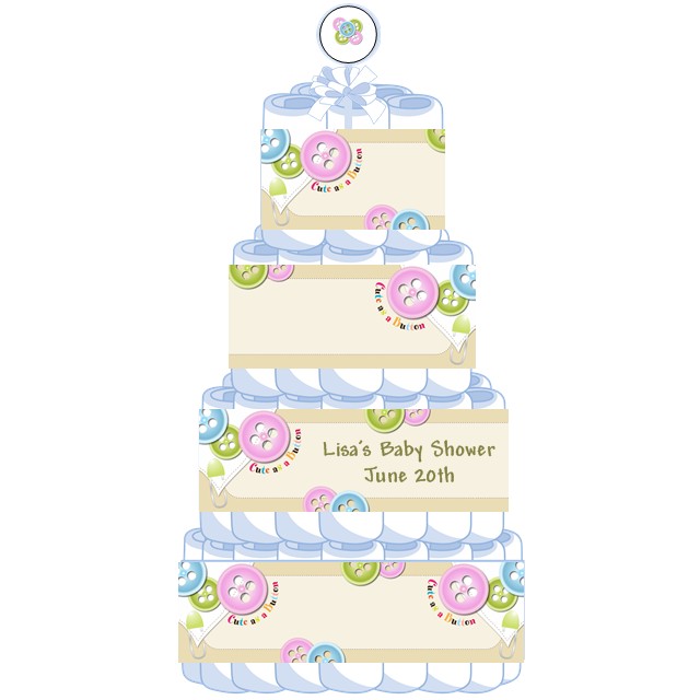 4 Tier Cute As A On Baby Shower Diaper Cake Cute As A On Personalized Baby Shower Diaper Cake 4 Tier