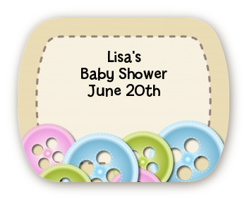 Cute As a Button - Personalized Baby Shower Rounded Corner Stickers