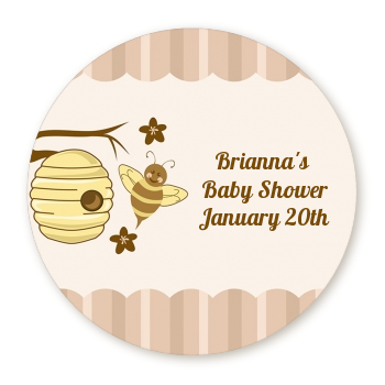  Cute As Can Bee - Round Personalized Baby Shower Sticker Labels 