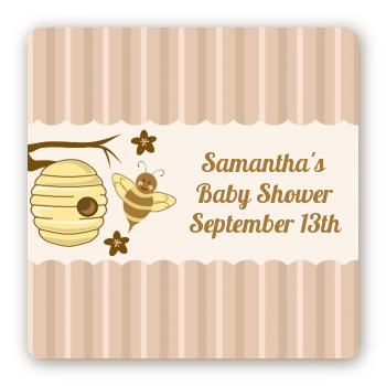 Cute As Can Bee - Square Personalized Baby Shower Sticker Labels