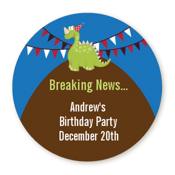  Dinosaur - Round Personalized Birthday Party Sticker Labels 