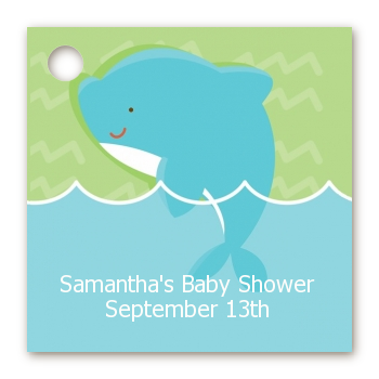 Dolphin | Aquarius Horoscope - Personalized Baby Shower Card Stock Favor Tags