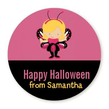  Dress Up Butterfly Costume - Round Personalized Halloween Sticker Labels 