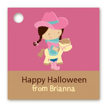 Dress Up Cowgirl Costume - Personalized Halloween Card Stock Favor Tags