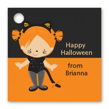 Dress Up Kitty Costume - Personalized Halloween Card Stock Favor Tags