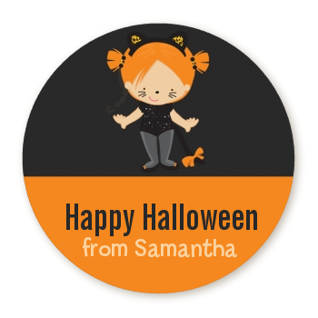  Dress Up Kitty Costume - Round Personalized Halloween Sticker Labels 