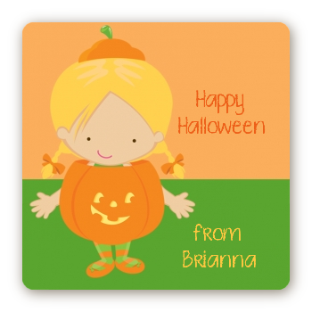 Dress Up Pumpkin Costume - Square Personalized Halloween Sticker Labels