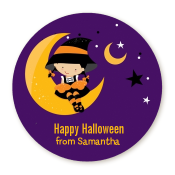  Dress Up Witch Costume - Round Personalized Halloween Sticker Labels 