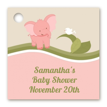 Elephant Baby Pink - Personalized Baby Shower Card Stock Favor Tags