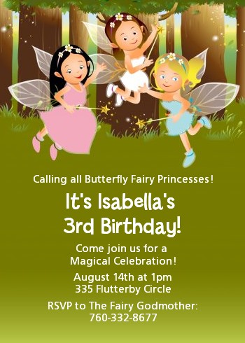 Fairy Princess Friends - Birthday Party Invitations