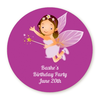  Fairy Princess - Round Personalized Birthday Party Sticker Labels 