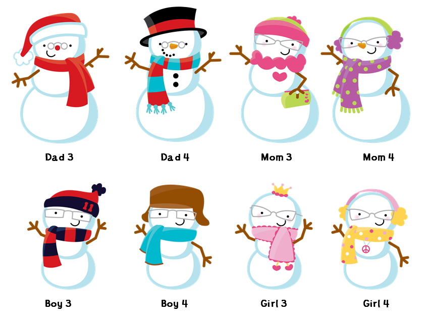  Snowman Family with Lights - Personalized Christmas Banners 