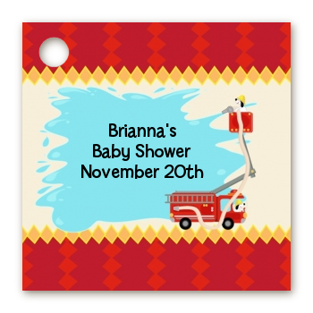 Fire Truck - Personalized Baby Shower Card Stock Favor Tags