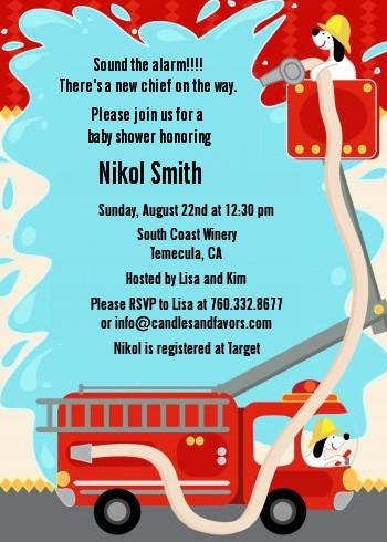 Fire Truck - Baby Shower Invitations