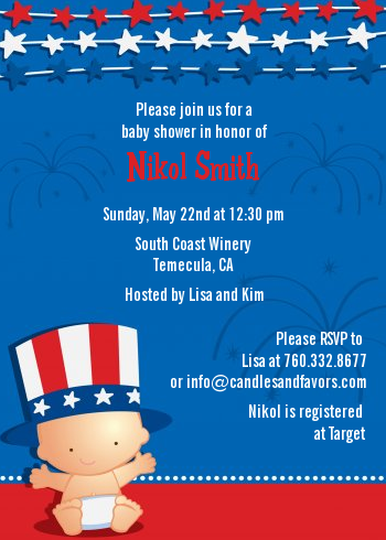 Fourth Of July Stars & Stripes - Baby Shower Invitations