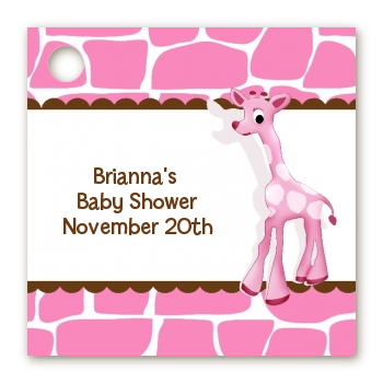 Giraffe Pink - Personalized Baby Shower Card Stock Favor Tags
