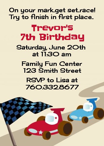 Go Kart - Birthday Party Invitations