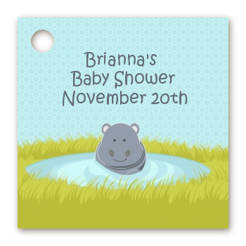 Hippopotamus Boy - Personalized Baby Shower Card Stock Favor Tags