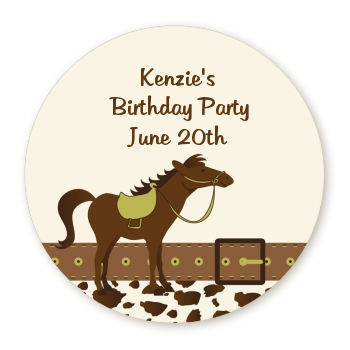  Horse - Round Personalized Birthday Party Sticker Labels 