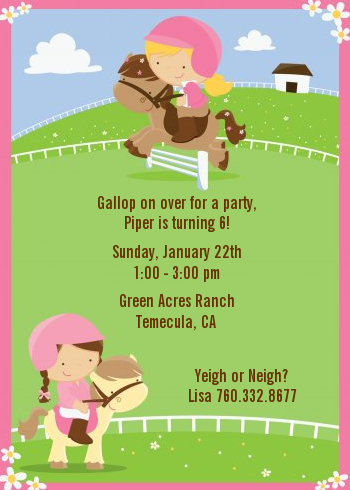 Horseback Riding - Birthday Party Invitations