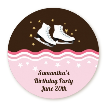  Ice Skating - Round Personalized Birthday Party Sticker Labels 