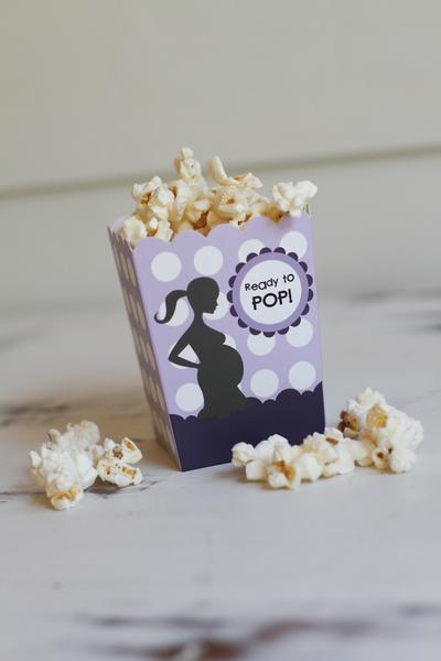 Ready To Pop Purple with white dots - Baby Shower Popcorn Boxes