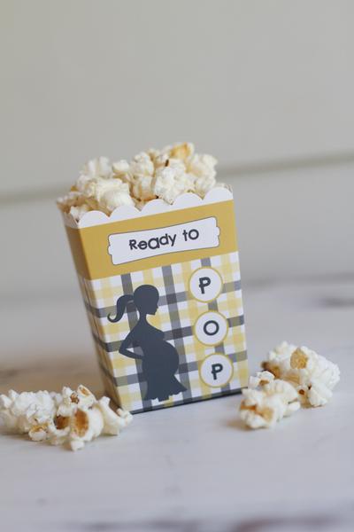 Ready To Pop Yellow and Gray Plaid - Baby Shower Popcorn Boxes