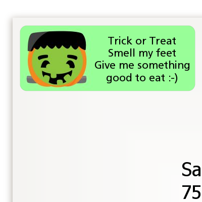 Jack O Lantern Frankenstein - Halloween Return Address Labels