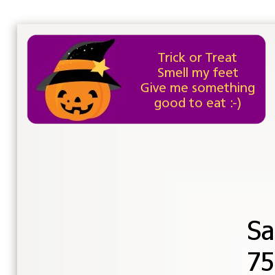 Jack O Lantern Witch - Halloween Return Address Labels