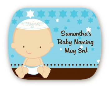 Jewish Baby Boy - Personalized Baby Shower Rounded Corner Stickers