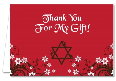 Jewish Star Of David Floral Blossom - Bar / Bat Mitzvah Thank You Cards