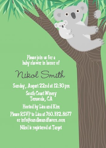 Koala Bear - Baby Shower Invitations