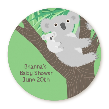  Koala Bear - Round Personalized Baby Shower Sticker Labels 