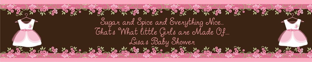  Little Girl Outfit - Personalized Baby Shower Banners Dark Brown