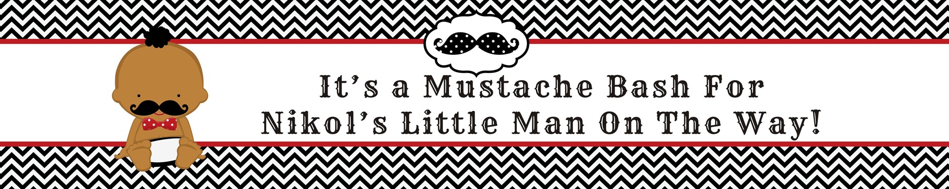  Little Man Mustache Black/Grey - Personalized Baby Shower Banners Caucasian
