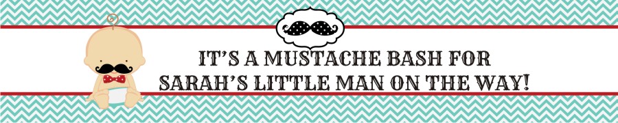  Little Man Mustache - Personalized Baby Shower Banners Caucasian