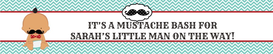  Little Man Mustache - Personalized Baby Shower Banners Caucasian