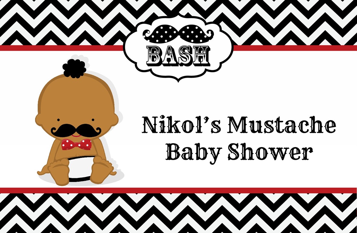  Little Man Mustache Black/Grey - Personalized Baby Shower Placemats Caucasian
