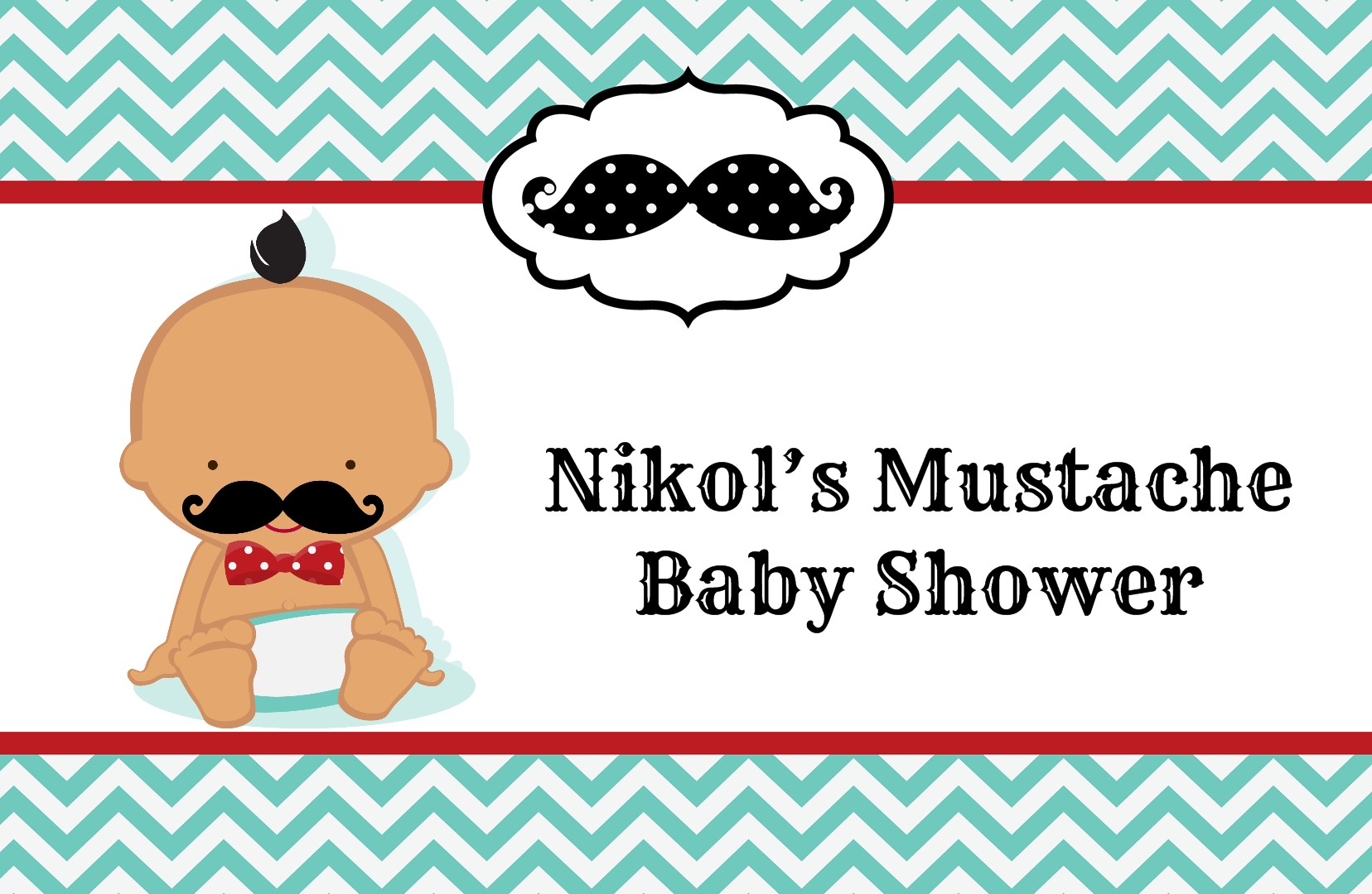  Little Man Mustache - Personalized Baby Shower Placemats Caucasian