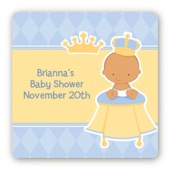 Little Prince Hispanic - Square Personalized Baby Shower Sticker Labels