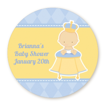  Little Prince - Round Personalized Baby Shower Sticker Labels 