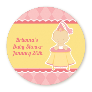  Little Princess - Round Personalized Baby Shower Sticker Labels 