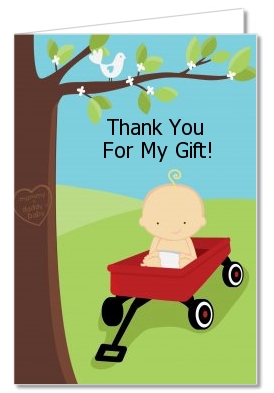  Little Red Wagon - Baby Shower Thank You Cards Caucasian Boy