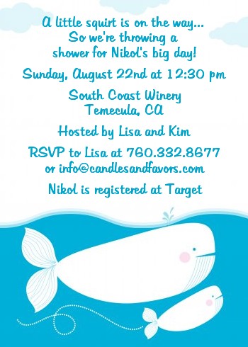 Little Squirt Whale - Baby Shower Invitations