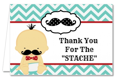  Little Man Mustache - Baby Shower Thank You Cards Caucasian