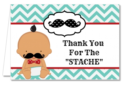  Little Man Mustache - Baby Shower Thank You Cards Caucasian