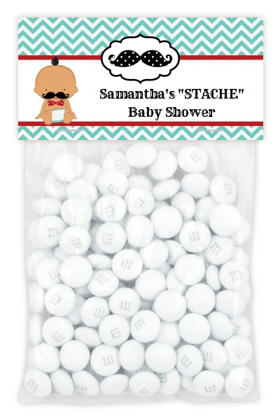  Little Man Mustache - Custom Baby Shower Treat Bag Topper Caucasian