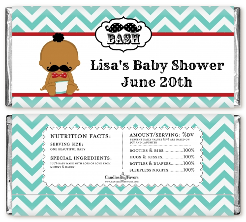  Little Man Mustache - Personalized Baby Shower Candy Bar Wrappers Caucasian